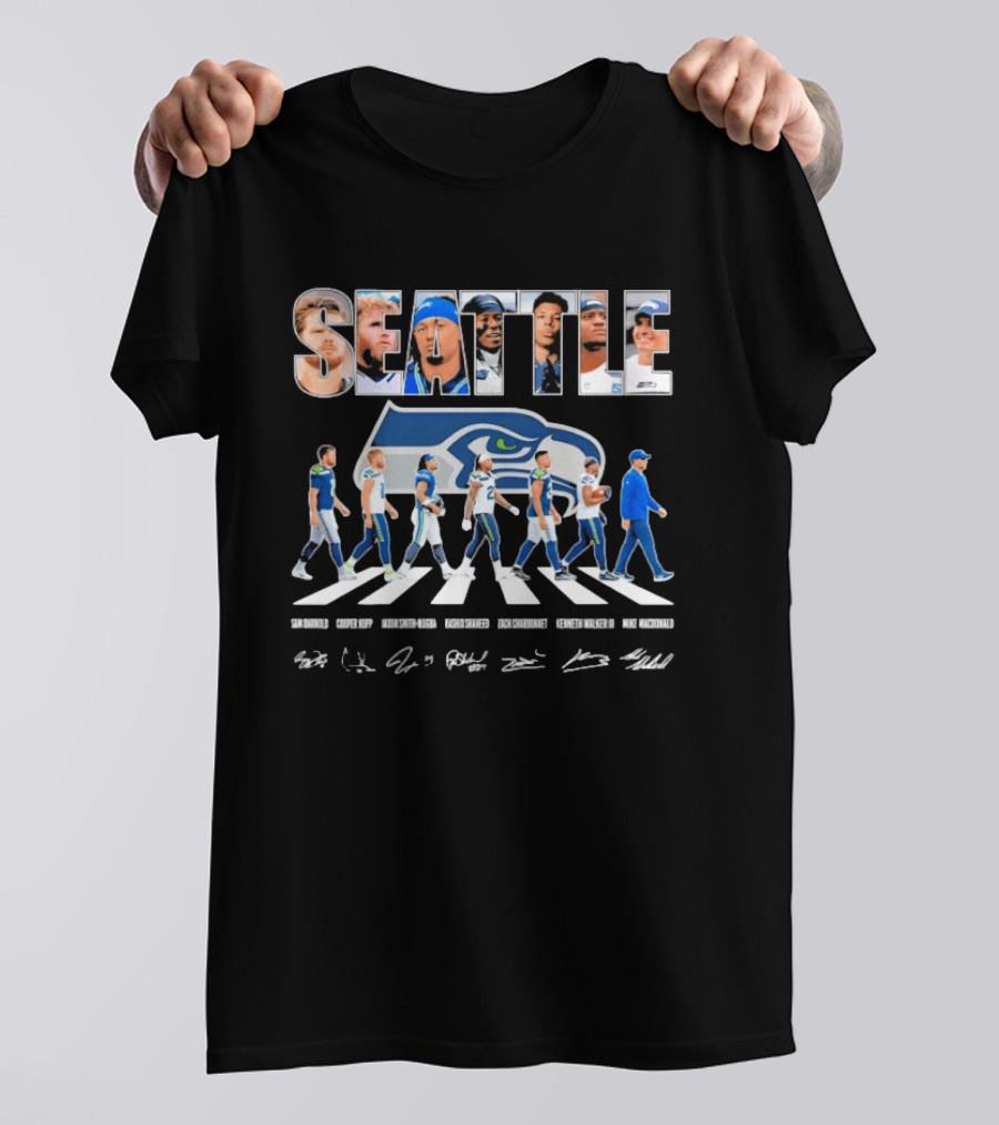 Seattle Seahawks Abbey Road Player Signatures NFL Football Team T-Shirt