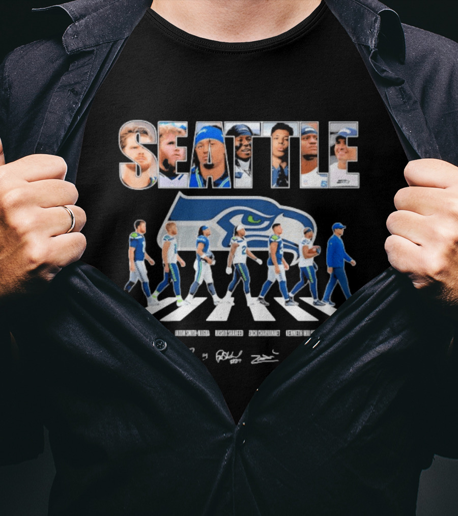 Seattle Seahawks Abbey Road Player Signatures NFL Football Team T-Shirt