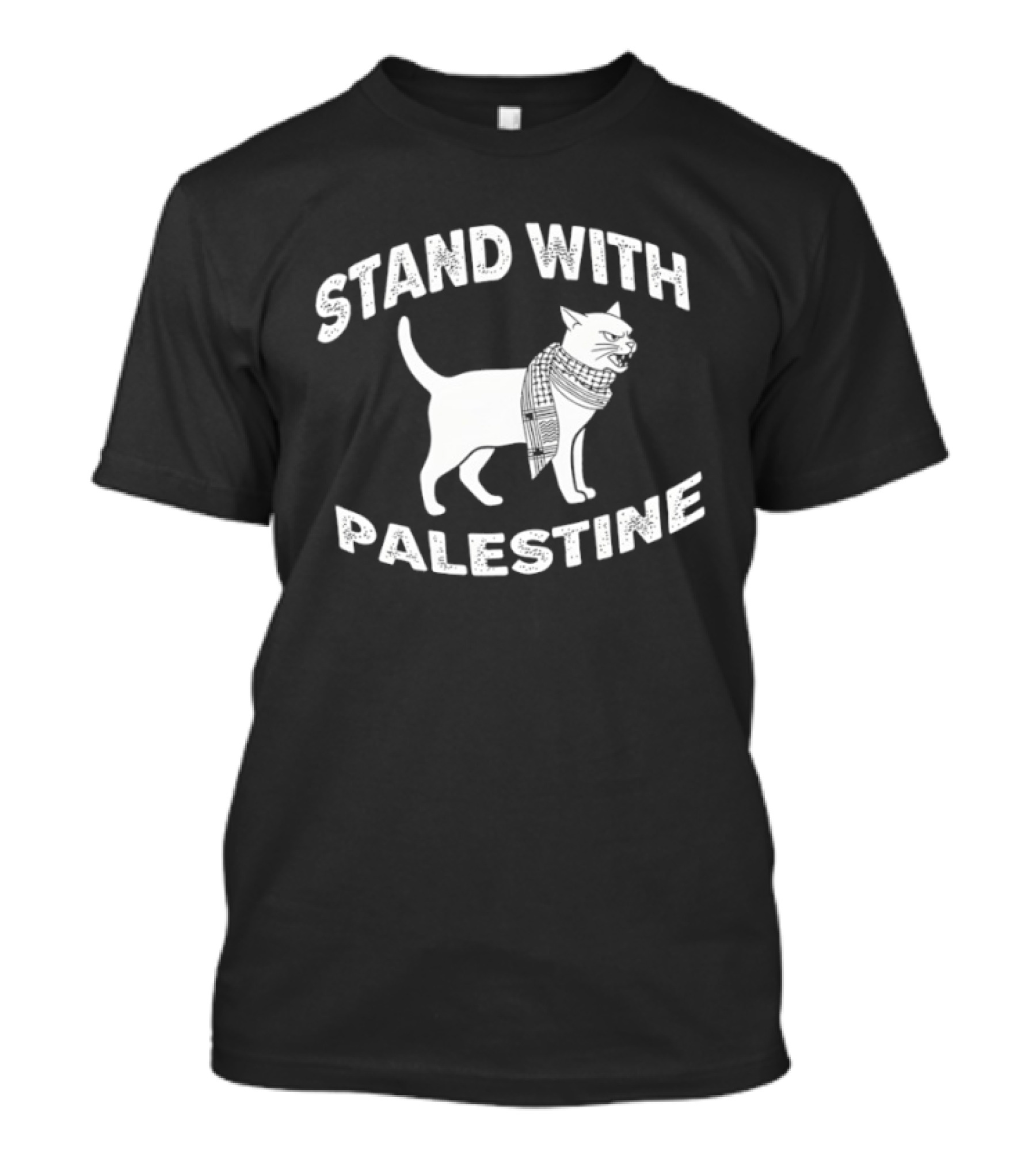 Stand With Palestine Cat Support Solidarity Message T-Shirt