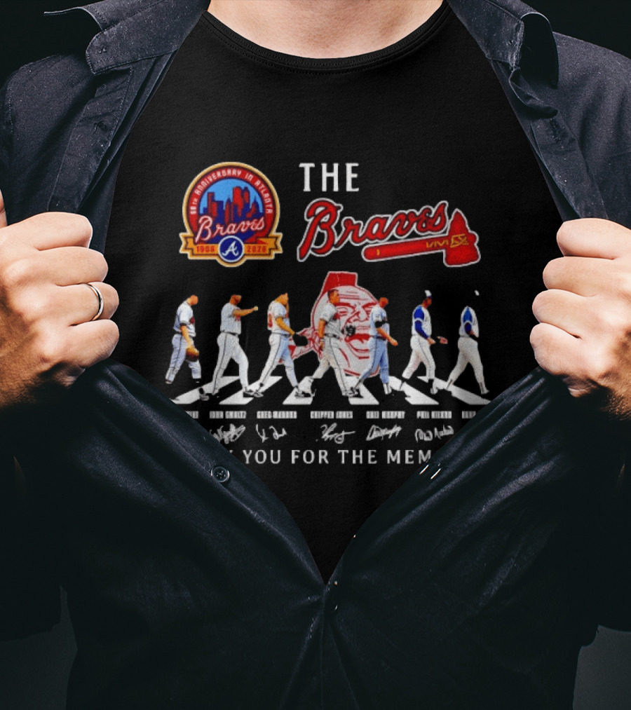 The Braves Abbey Road 1966 2026 Anniversary Thank You For The Memories Signatures T-Shirt