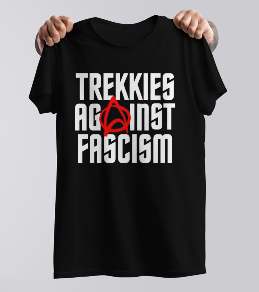 TREKKIES AGAINST FASCISM Anarchy Symbol Resistance T-Shirt