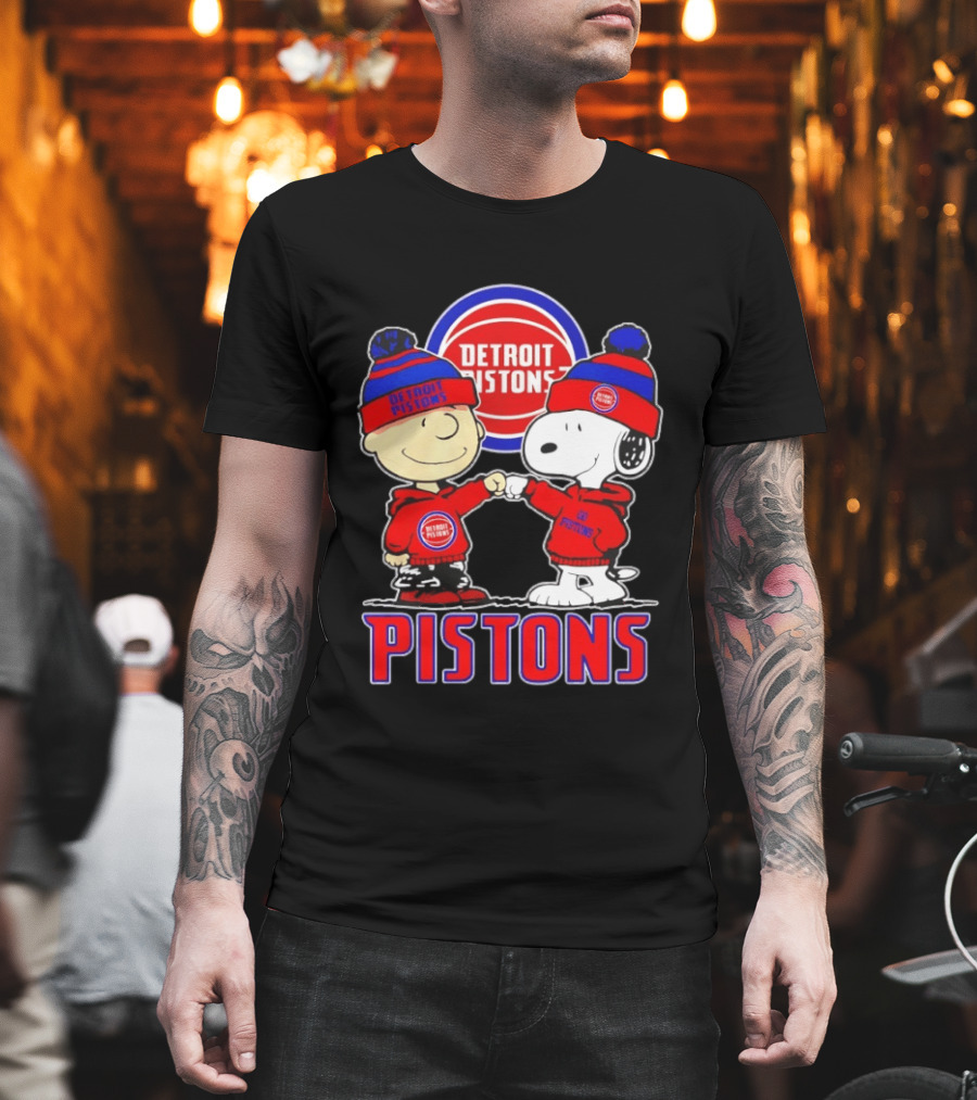 Detroit Pistons Charlie Brown Snoopy Collaboration T-Shirt