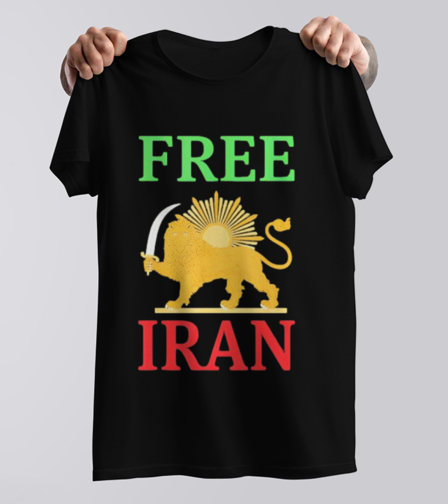 Free Iran Lion And Sun Emblem Freedom Movement T-Shirt