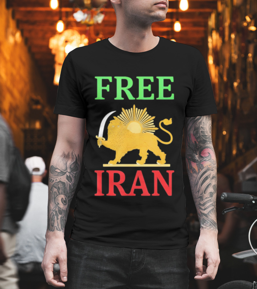 Free Iran Lion And Sun Emblem Freedom Movement T-Shirt