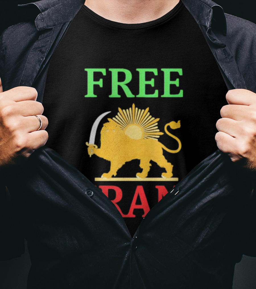 Free Iran Lion And Sun Emblem Freedom Movement T-Shirt