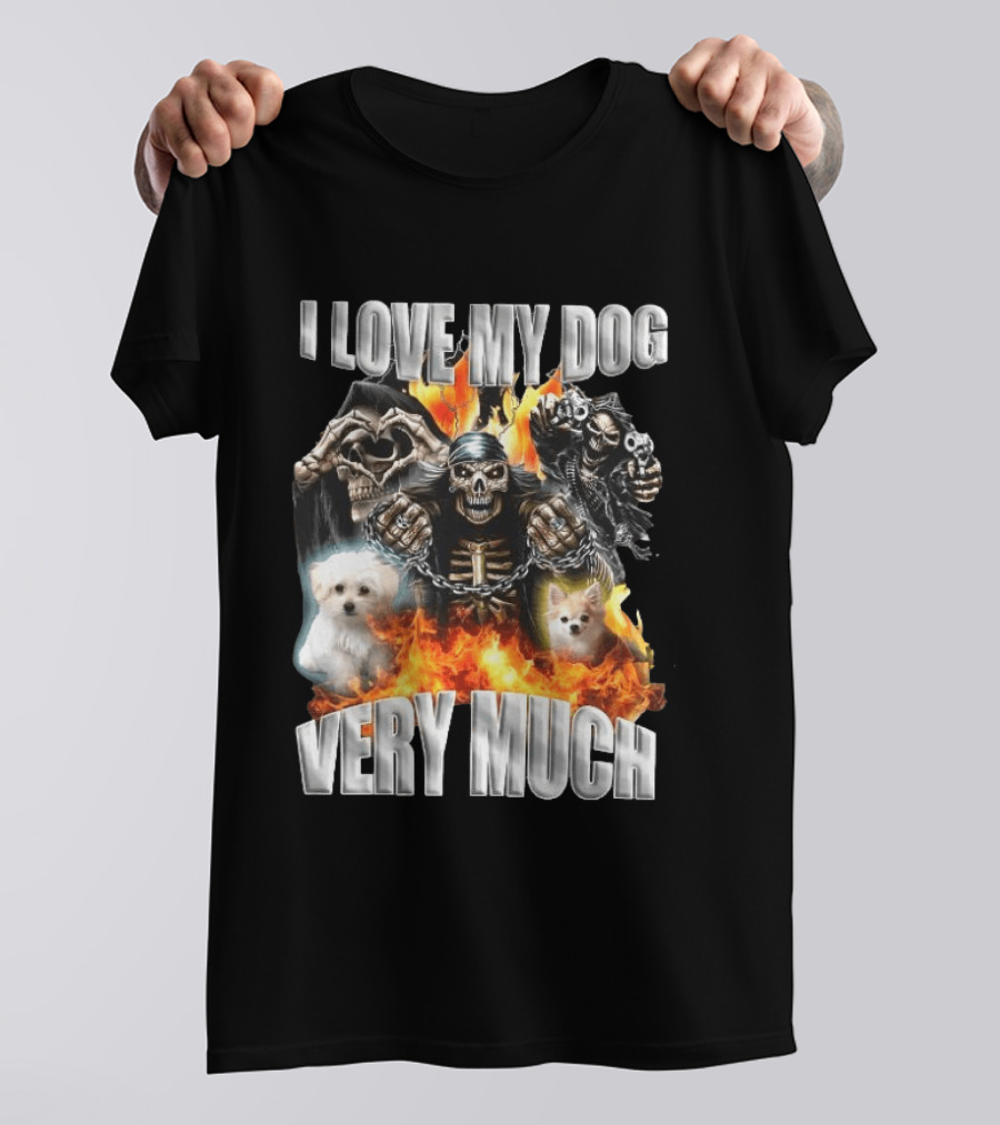 I Love My Dog Very Much Grim Reaper Flames Pet Lover T-Shirt