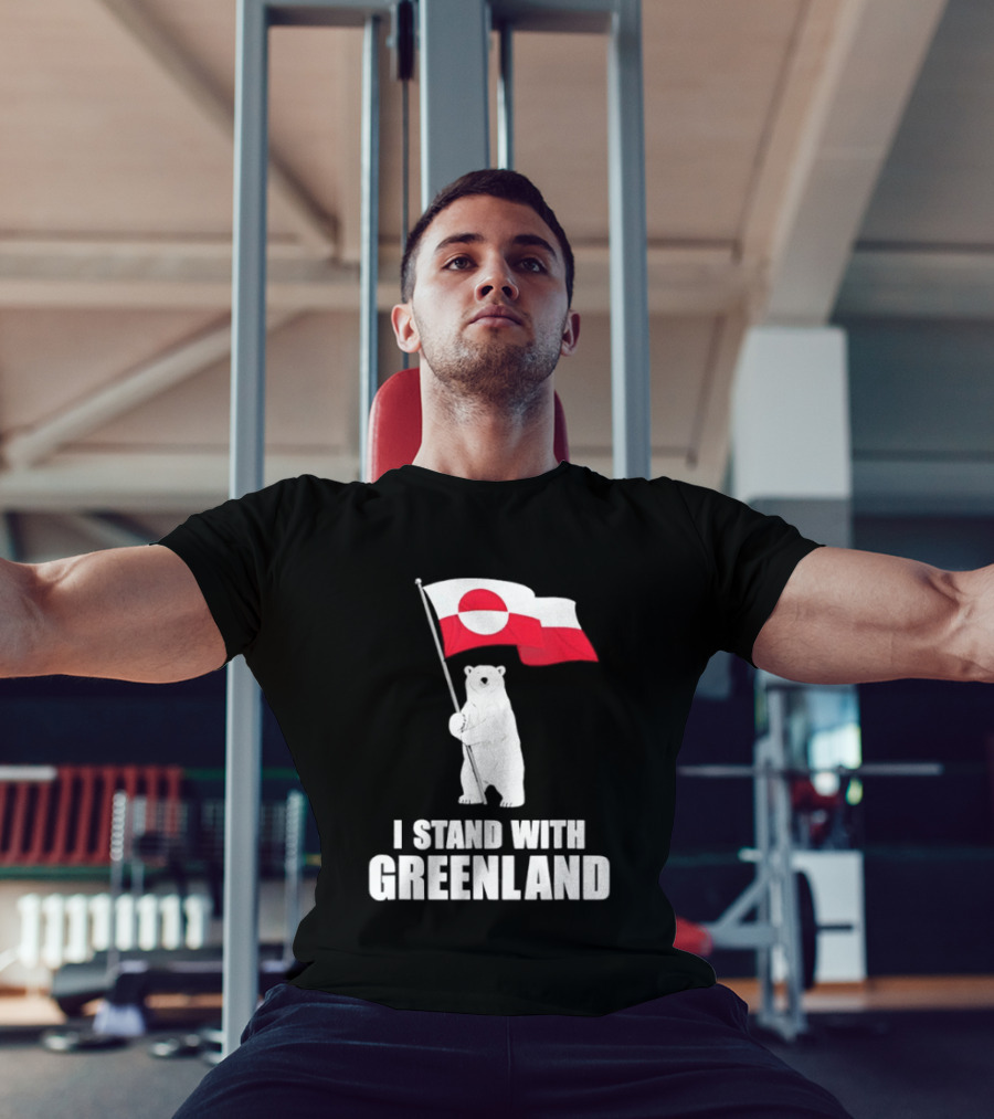 I Stand With Greenland Flag Bear Polar Pride Kalaallit Greenlanders T-Shirt