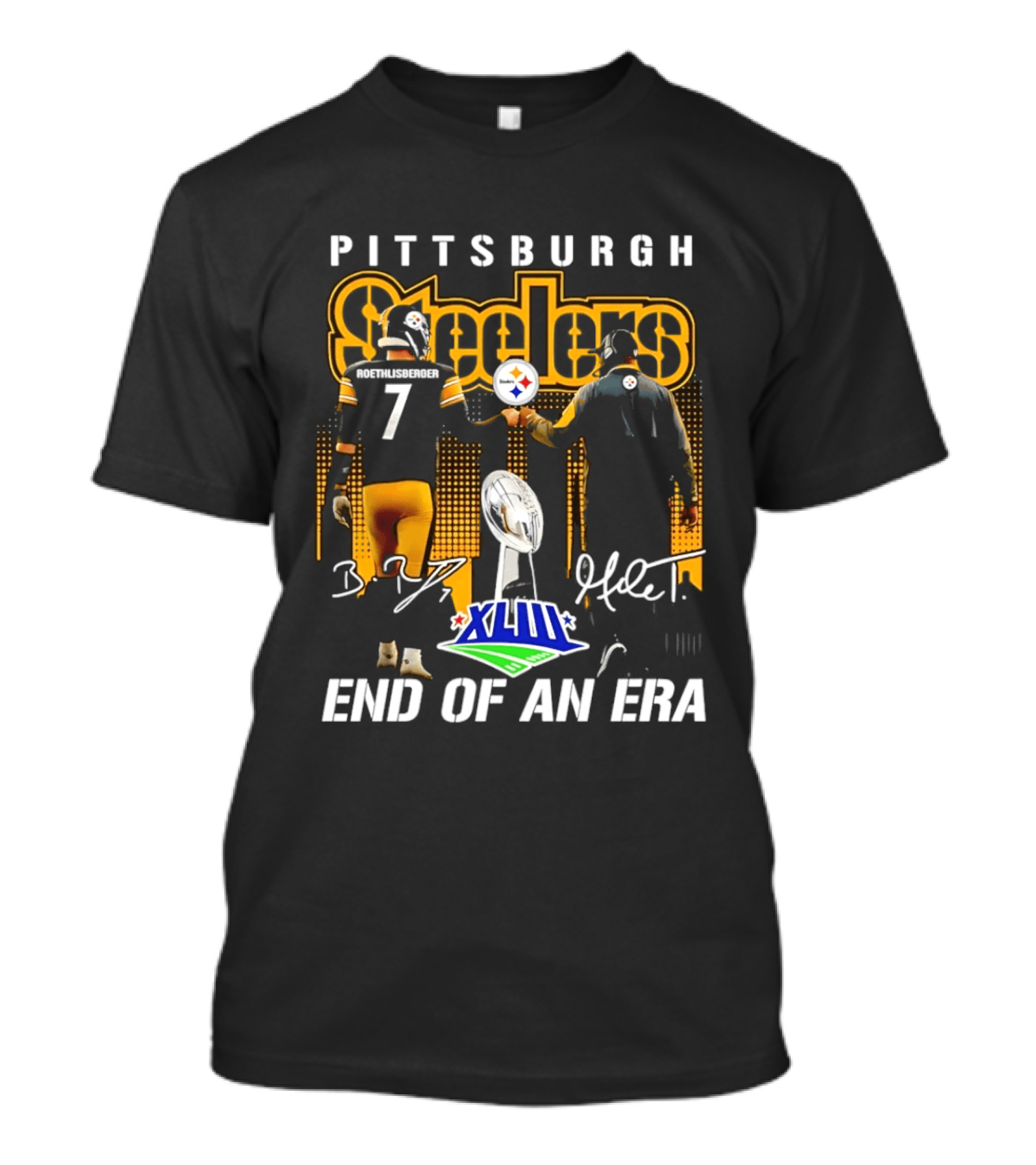 Pittsburgh Steelers XLIII End Of An Era Mike Tomlin Ben Roethlisberger 7 T-Shirt