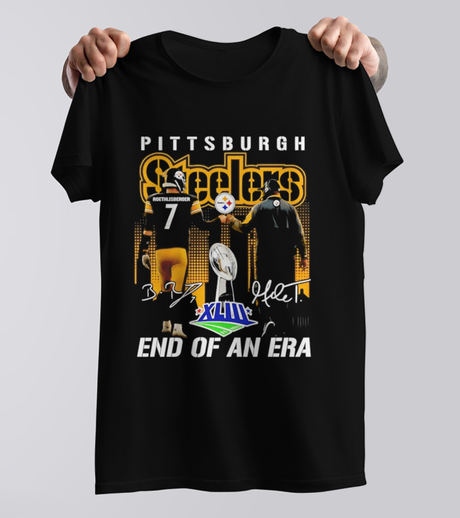 Pittsburgh Steelers XLIII End Of An Era Mike Tomlin Ben Roethlisberger 7 T-Shirt