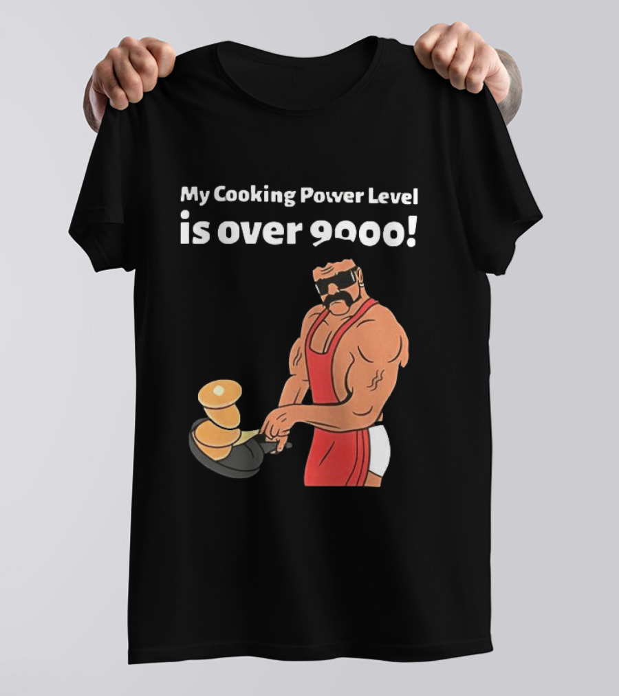 My Cooking Power Level Is Over 9000 Muscle Chef In Red Apron T-Shirt
