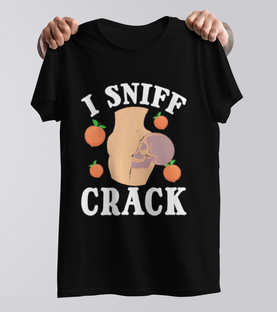 I Sniff Crack Skull Peach Vase Humor T-Shirt