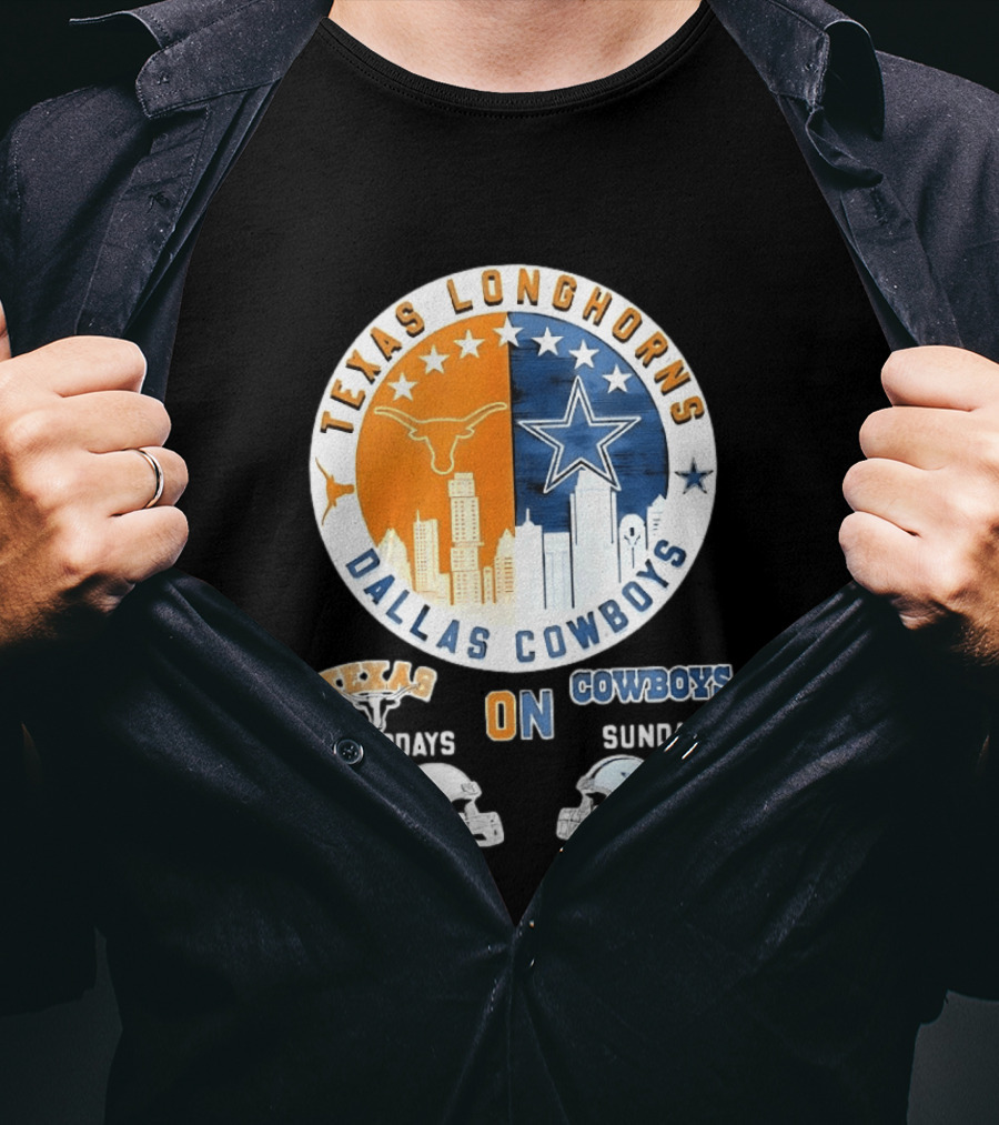 Texas Longhorns Dallas Cowboys Saturdays Sundays Football Rivalry Mashup T-Shirt