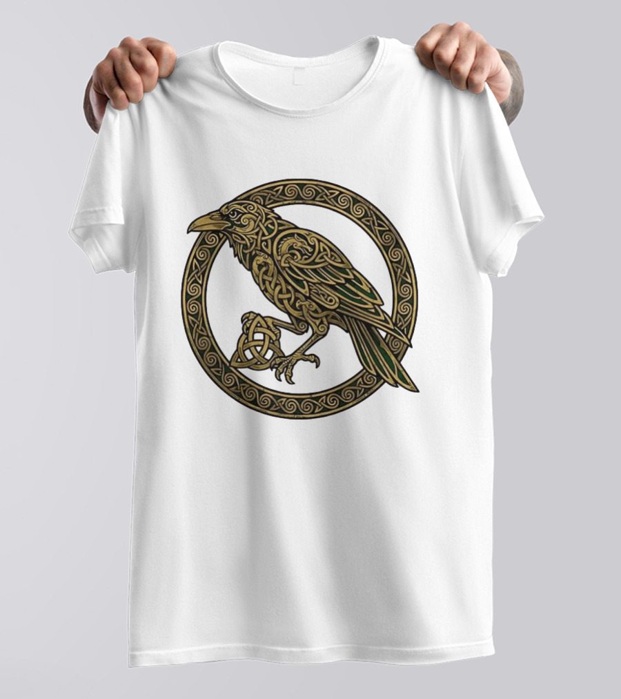 Celtic Raven Knot Northern Mythology Symbol With Intricate Viking T-Shirt