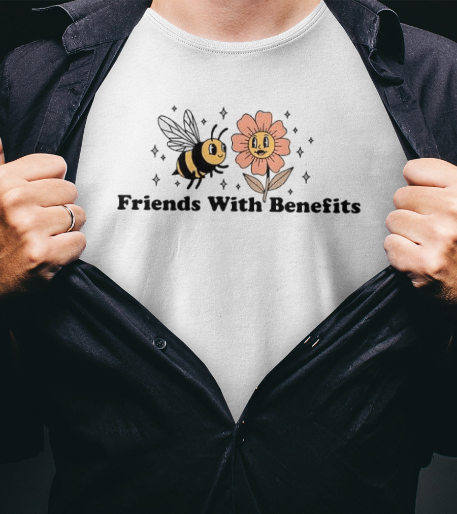 Friends With Benefits Bees And Flowers Meme Cute Illustrated Pals T-Shirt