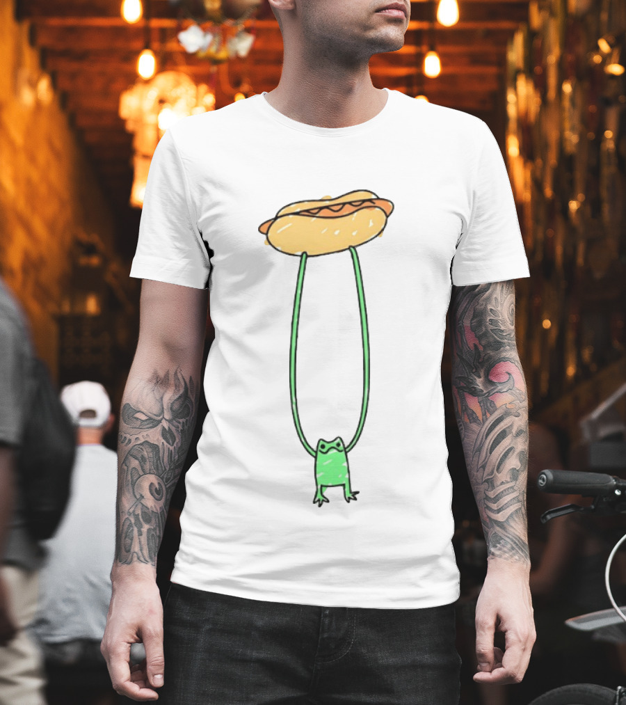 Hot Dog Frog Long Legged Humor Quirky T-Shirt