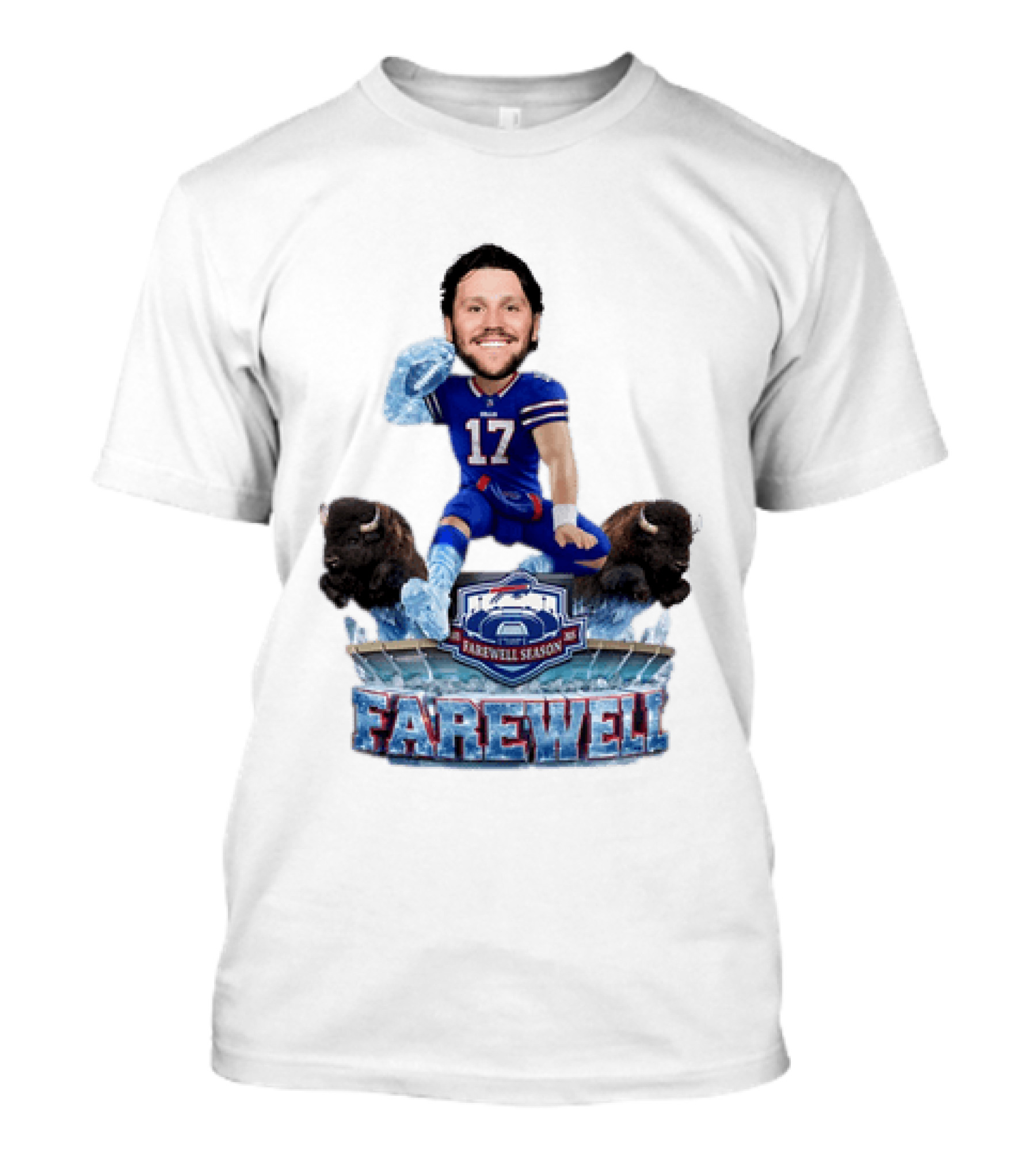Buffalo Bills Josh Allen Hurdle Farewell Season Highmark Stadium Caricature T-Shirt