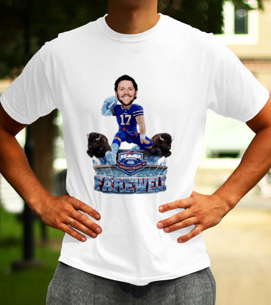 Buffalo Bills Josh Allen Hurdle Farewell Season Highmark Stadium Caricature T-Shirt