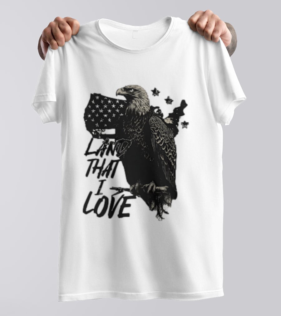Land That I Love Eagle With American Flag And Stars T-Shirt