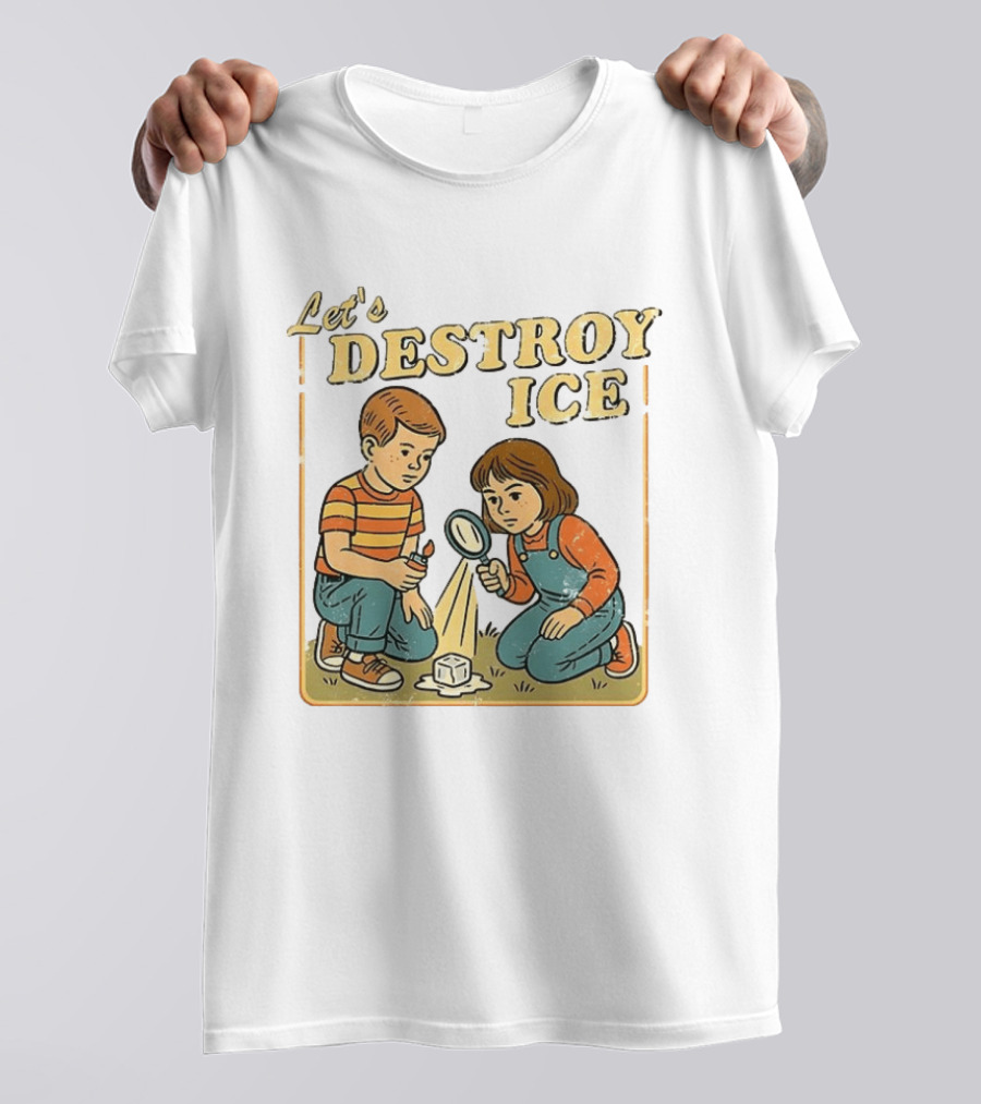 Let's Destroy ICE Melt The Ice Caricature Kids Exploring T-Shirt