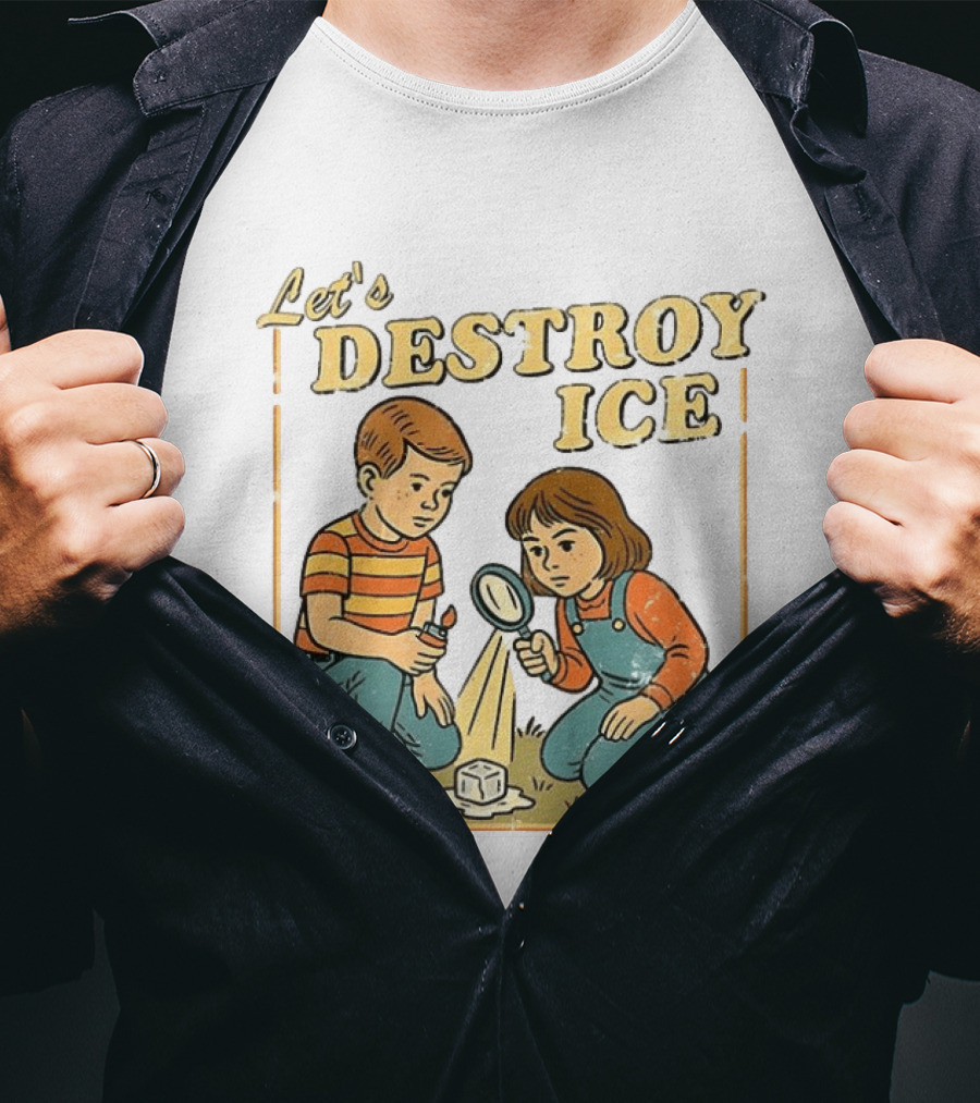 Let's Destroy ICE Melt The Ice Caricature Kids Exploring T-Shirt
