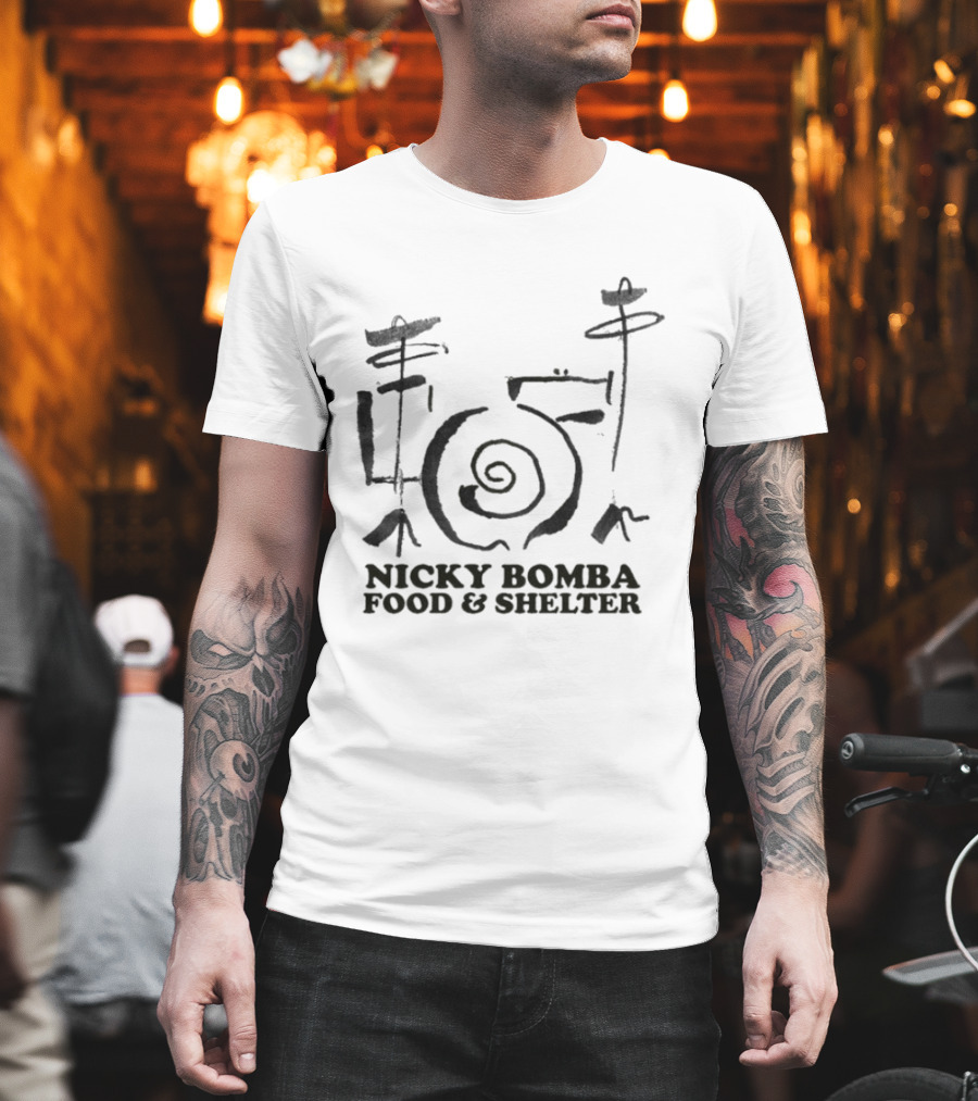 Nicky Bomba Food And Shelter Spiral T-Shirt
