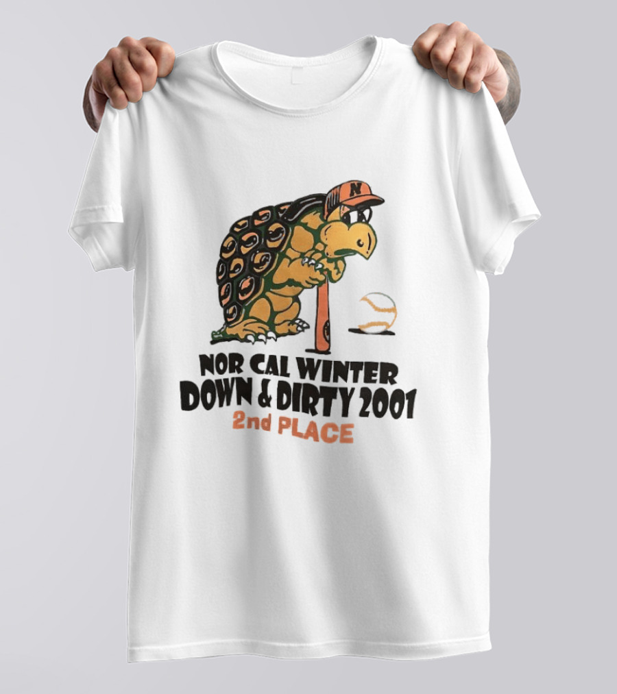 Nor Cal Winter Down And Dirty 2001 2nd Place Turtle Bat And Ball T-Shirt