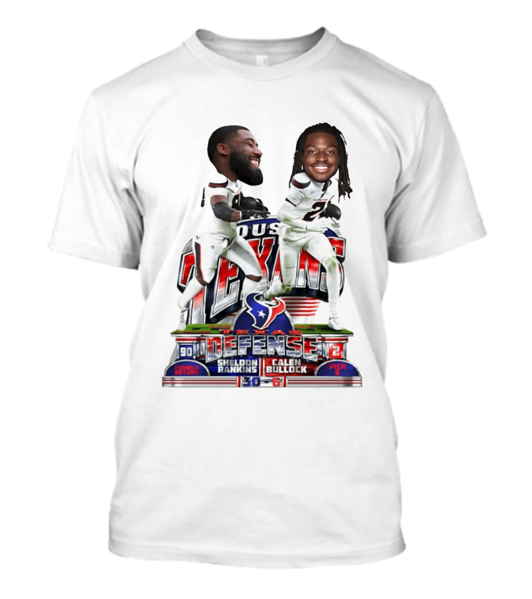 Houston Texans Defense Sheldon Rankins Calen Bullock Wild Card Gamebreaker Caricature T-Shirt