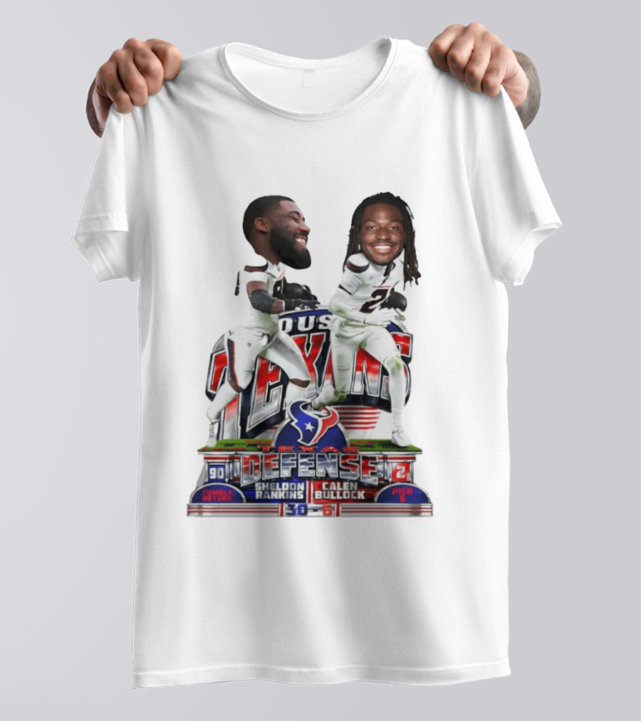 Houston Texans Defense Sheldon Rankins Calen Bullock Wild Card Gamebreaker Caricature T-Shirt