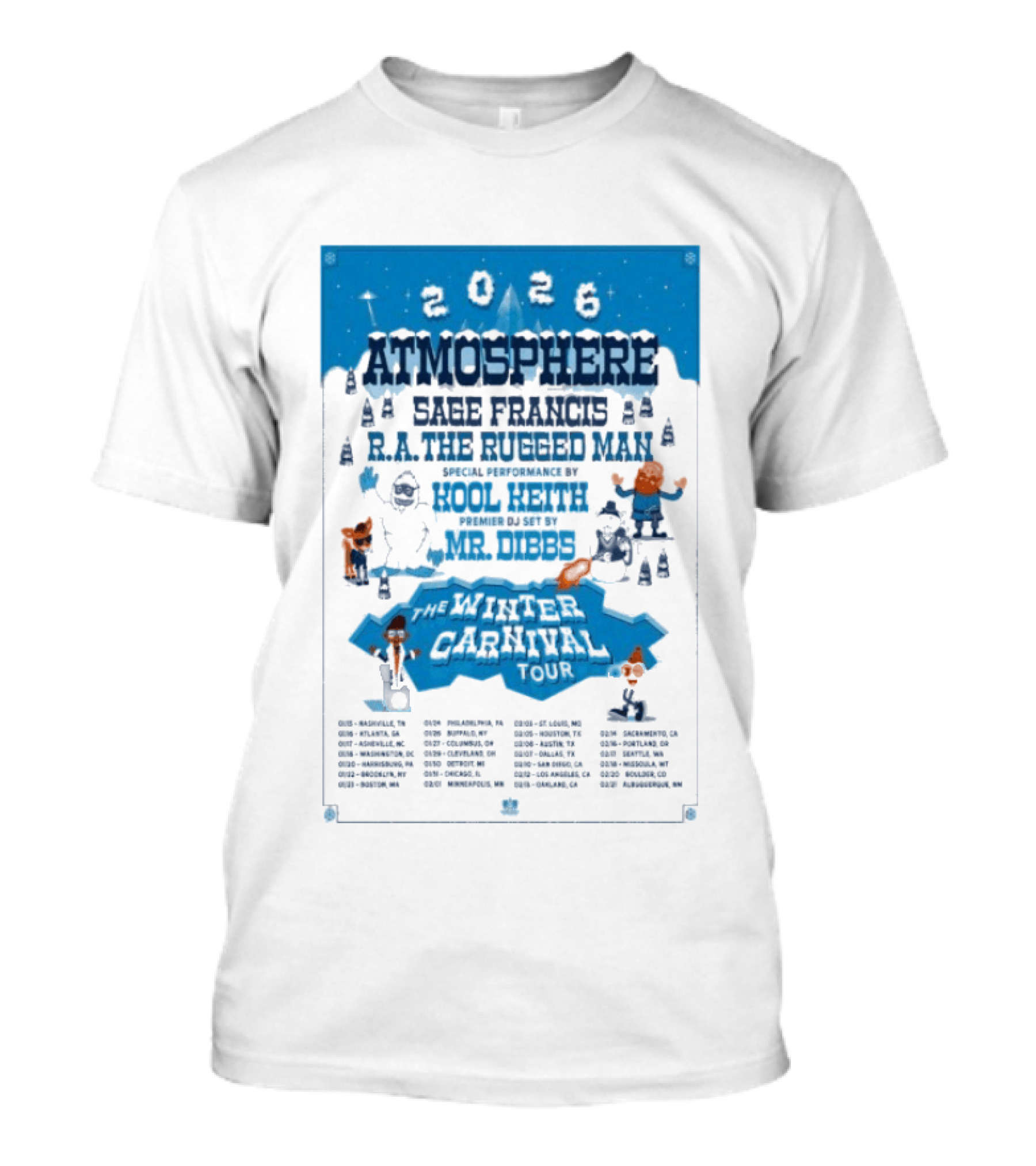Atmosphere Winter Carnival Tour 2026 Featuring Sa Roc DJ Keezy Mr Dibbs T-Shirt