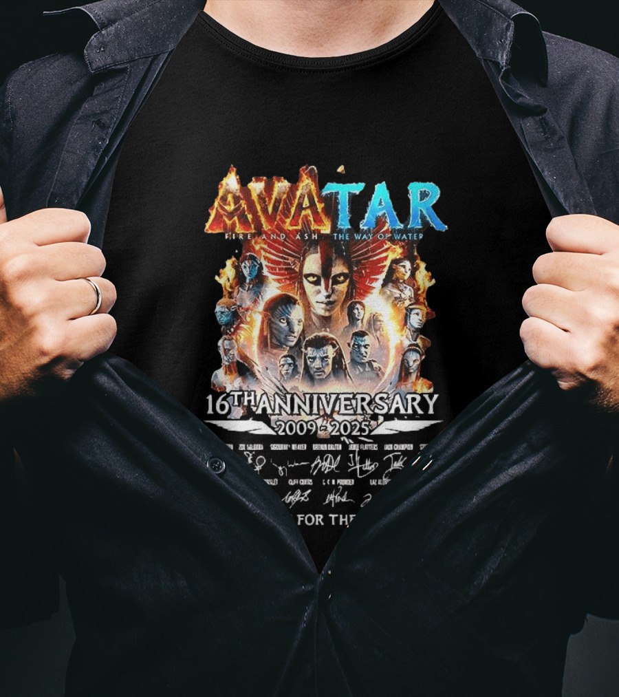 Avatar Fire And Ash The Way Of Water 16th Anniversary 2009 2025 Thank You For The Memories T-Shirt