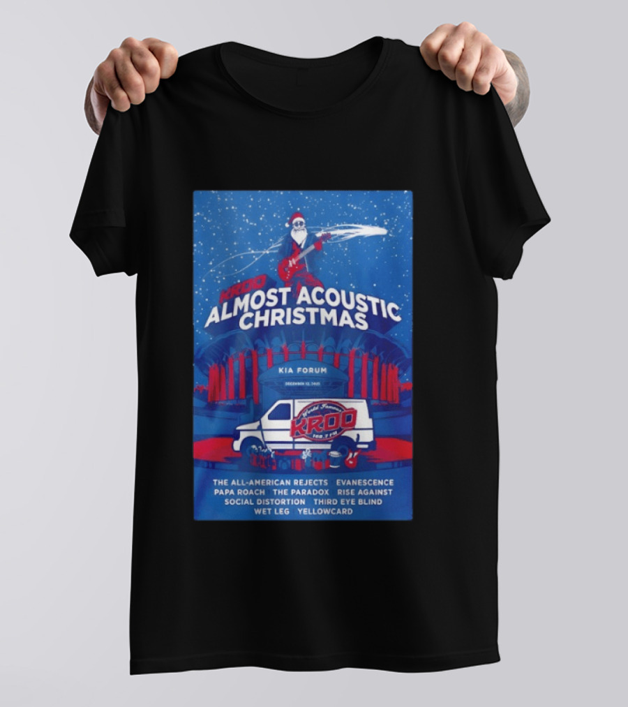 KROQ Almost Acoustic Christmas December 13 2025 Los Angeles Bands Lineup Santa T-Shirt
