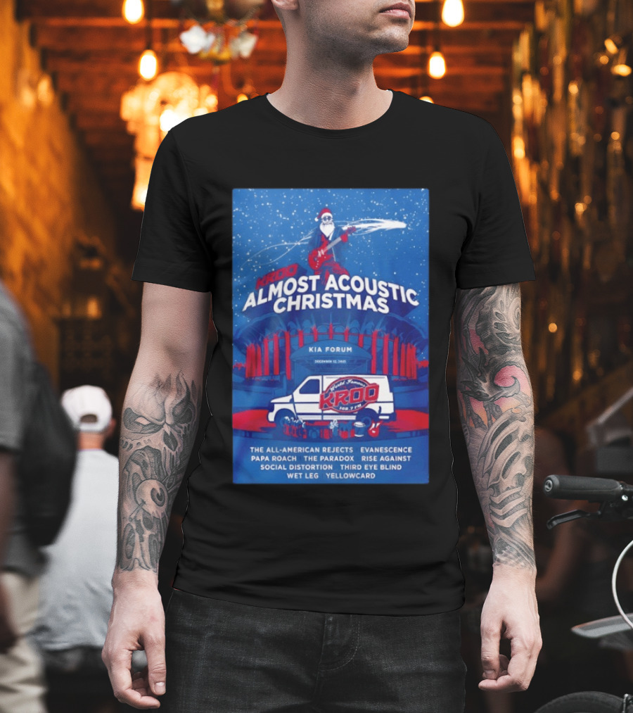 KROQ Almost Acoustic Christmas December 13 2025 Los Angeles Bands Lineup Santa T-Shirt