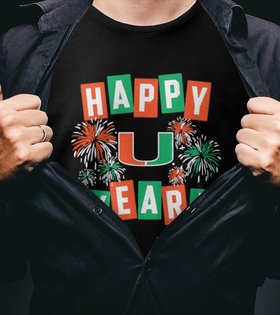 Miami Hurricanes Happy U Year Fireworks Celebration T-Shirt