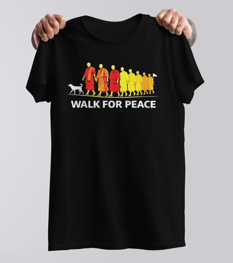 Walk For Peace Of Dog And Monks Pilgrimage Iconic Procession T-Shirt