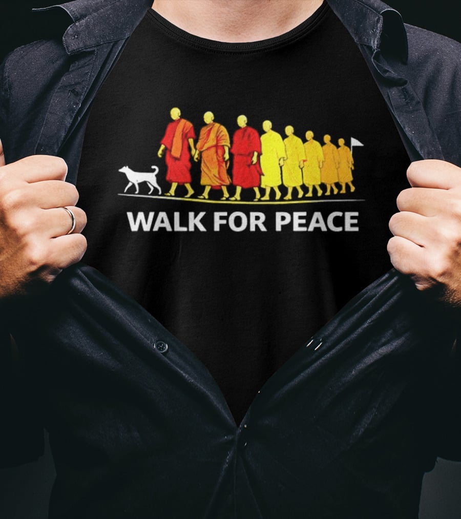 Walk For Peace Of Dog And Monks Pilgrimage Iconic Procession T-Shirt