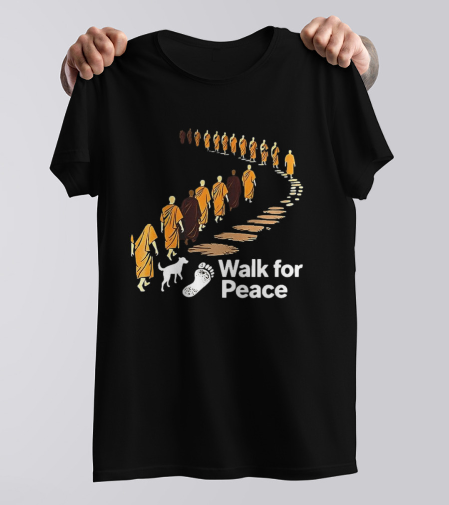 Monks And Dog Walk For Peace Pathway T-Shirt
