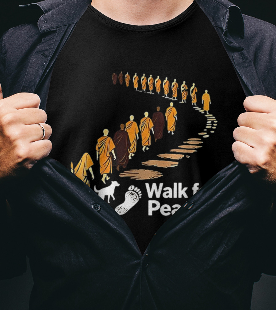 Monks And Dog Walk For Peace Pathway T-Shirt