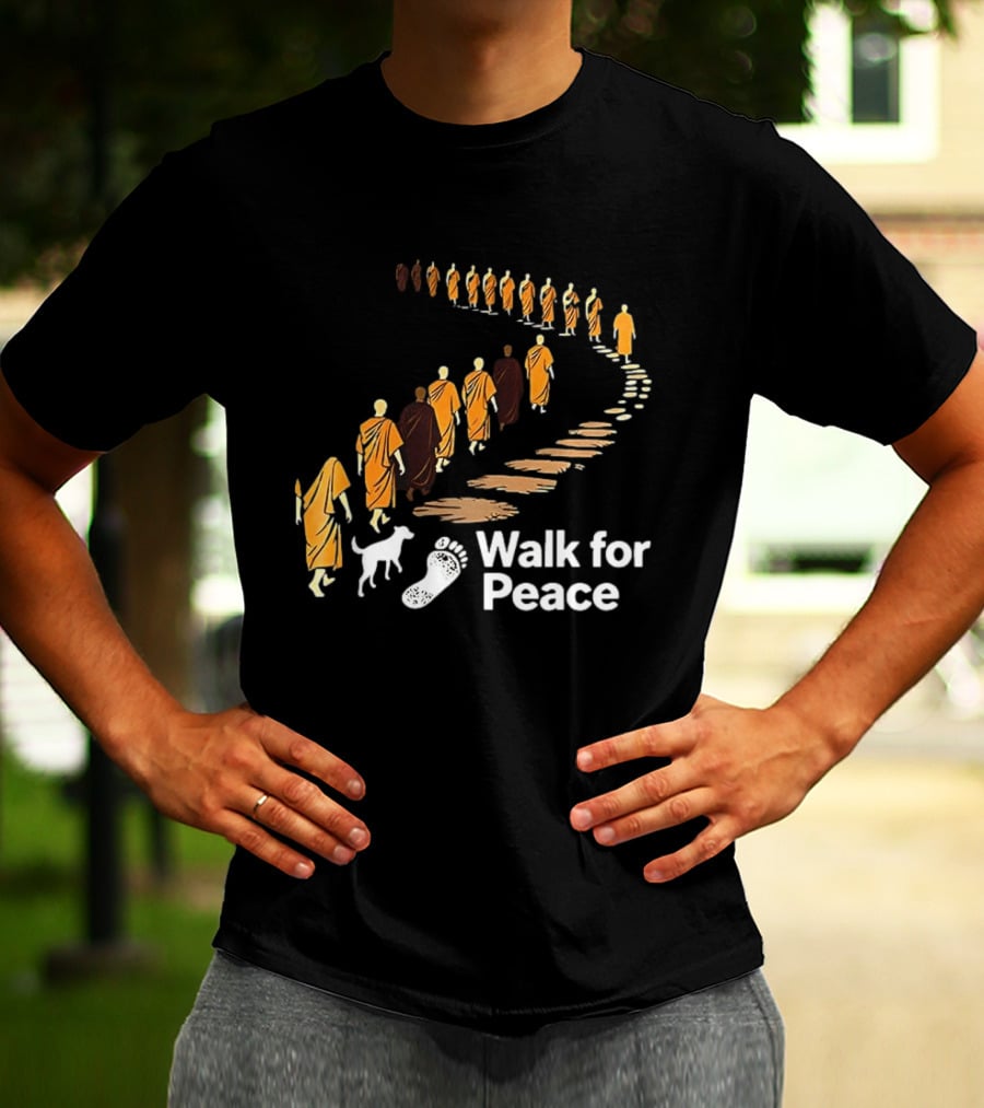 Monks And Dog Walk For Peace Pathway T-Shirt