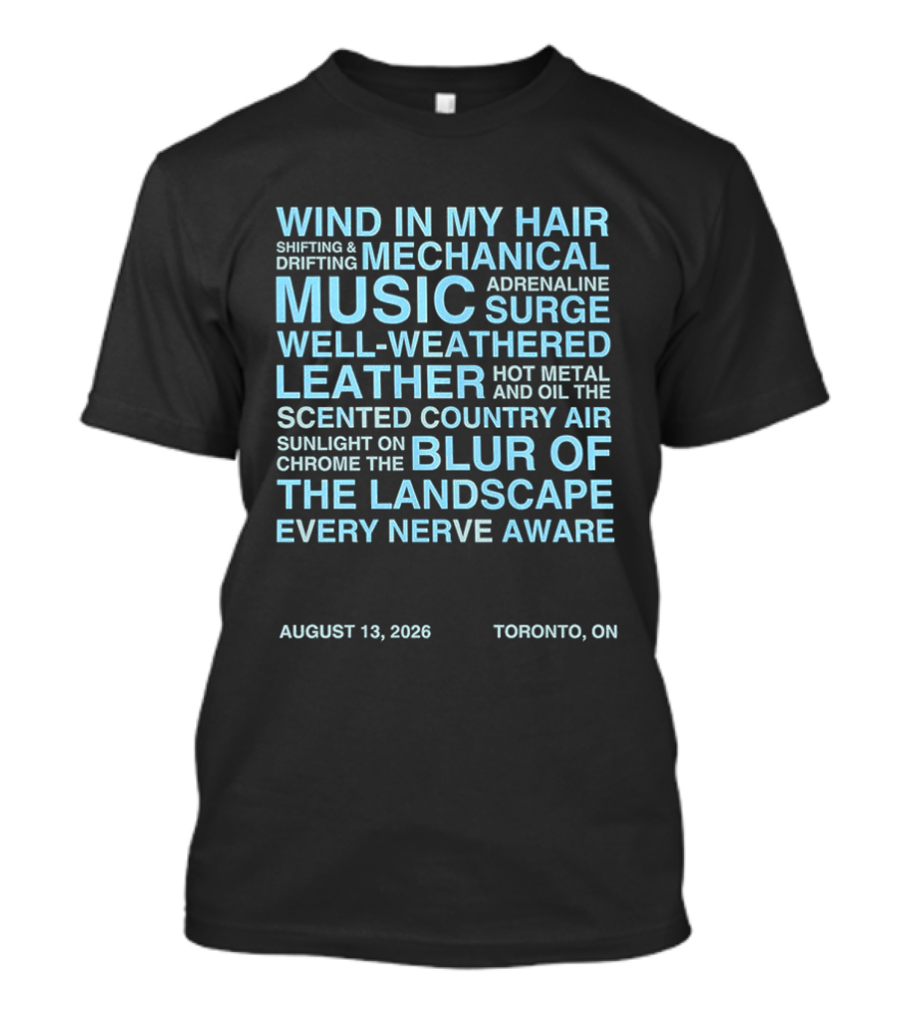 Wind In My Hair Mechanical Music Adrenaline Surge Toronto August 2026 T-Shirt