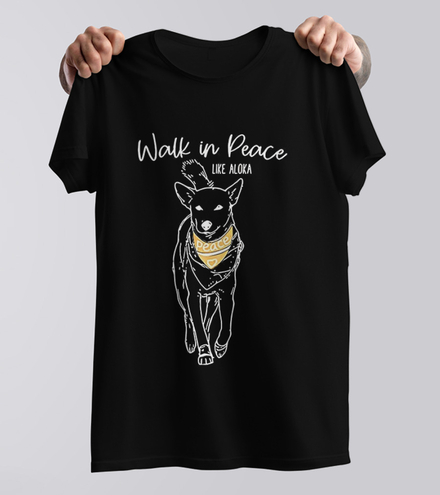Walk In Peace Like Aloka Dog Sketch Peace Bandana T-Shirt