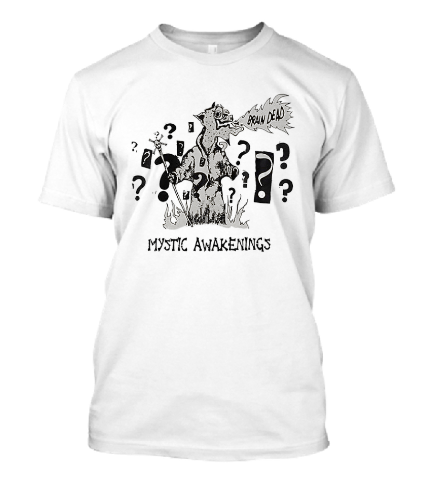 Mystic Awakenings Fire Breathing Monster With Question Marks T-Shirt