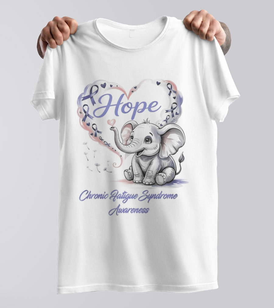 Elephant Hope Heart Chronic Fatigue Syndrome Awareness T-Shirt