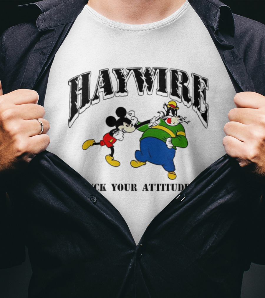 Haywire Fuck Your Attitude Mickey Mouse Comic T-Shirt