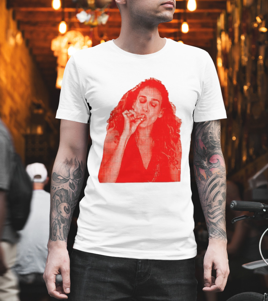 Lit Carrie Smoking Scene Red Artistic T-Shirt