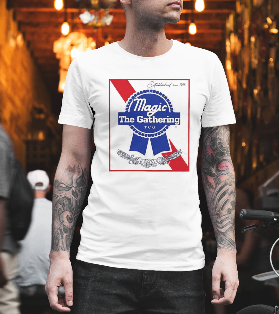 Magic The Gathering Pabst Established 1993 Vintage Style Ribbon T-Shirt