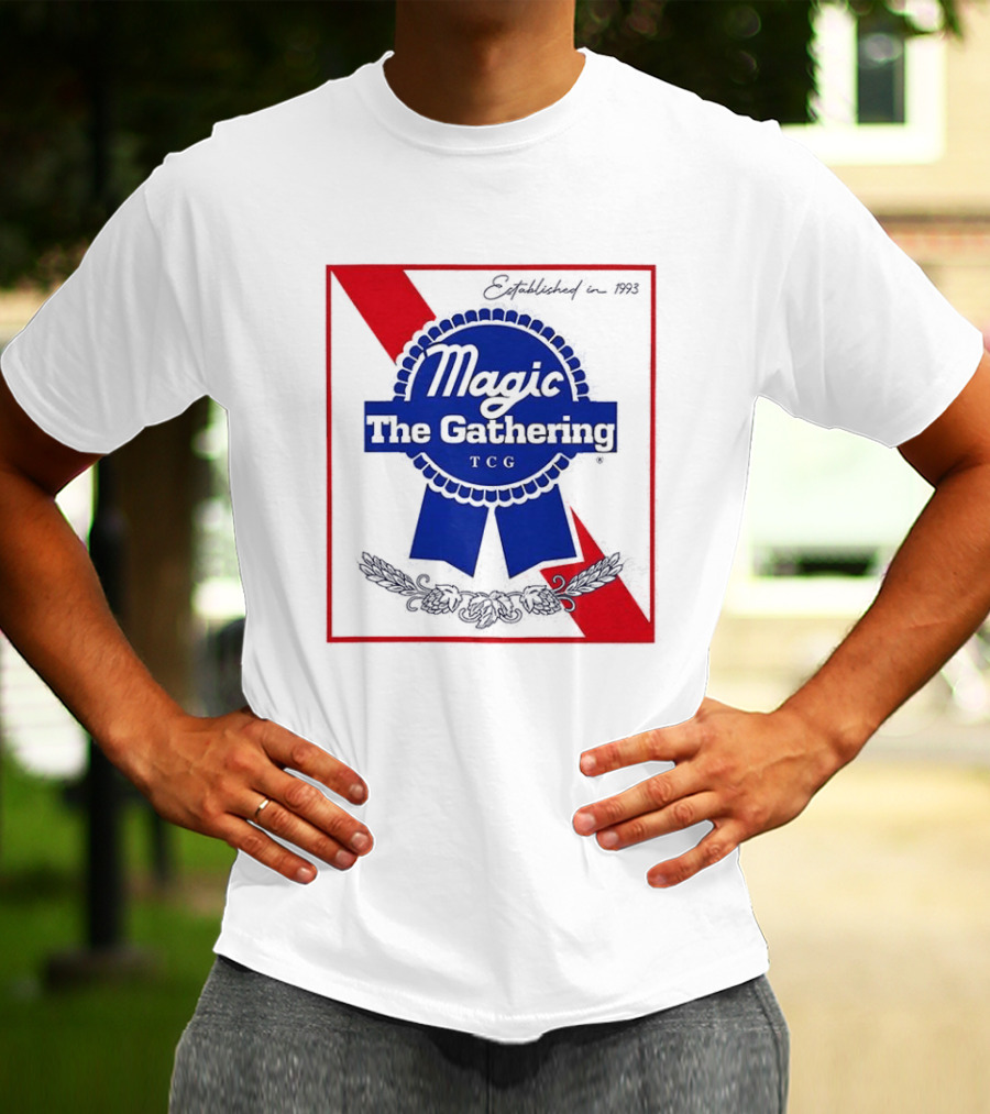 Magic The Gathering Pabst Established 1993 Vintage Style Ribbon T-Shirt
