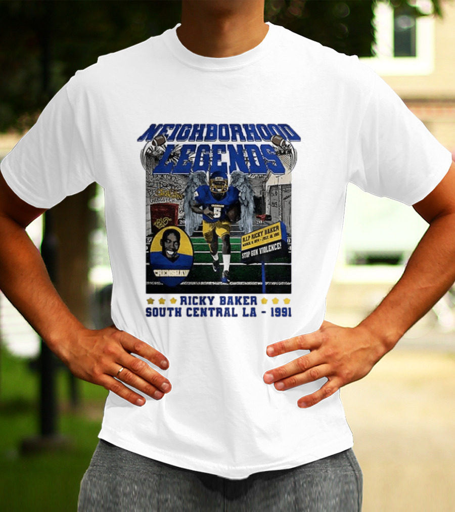 Neighborhood Legends Crenshaw Ricky Baker Stop Gun Violence South Central LA 1991 T-Shirt