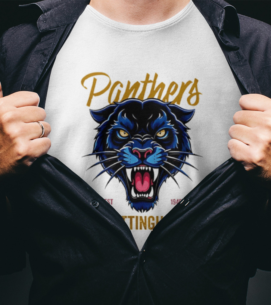 Panthers Nottingham Est 1946 Fierce Blue Panther Face Sports Team T-Shirt