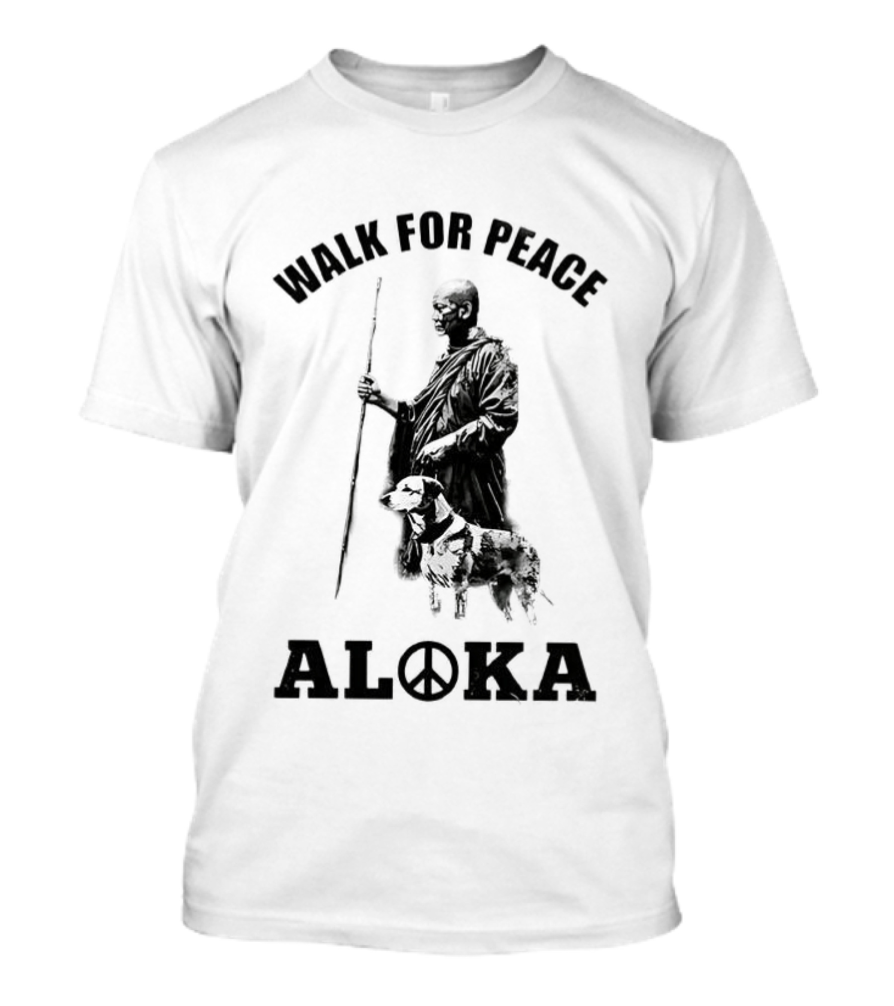 Walk For Peace Aloka Dog And Monks Sketch T-Shirt