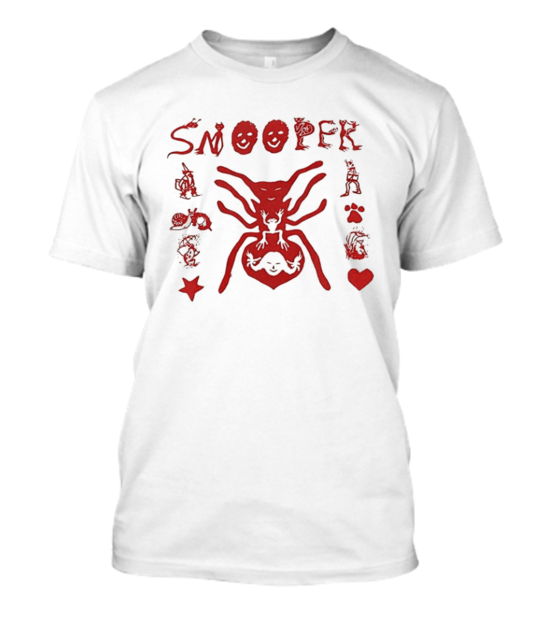 Snooper Spider Faces Star Heart Red T-Shirt